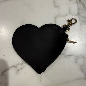 Heart-Shaped Black Leather Coin Purse